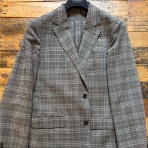 Bonobos 40R Slim Fit Brown and Grey Plaid Unconstructed Blazer